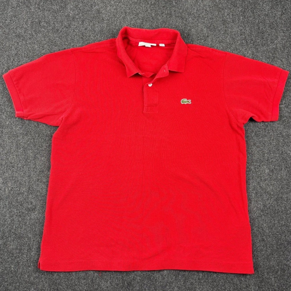 Lacoste Classic Fit Polo Shirt Mens Large Red Cotton Pique Short Sleeve Logo